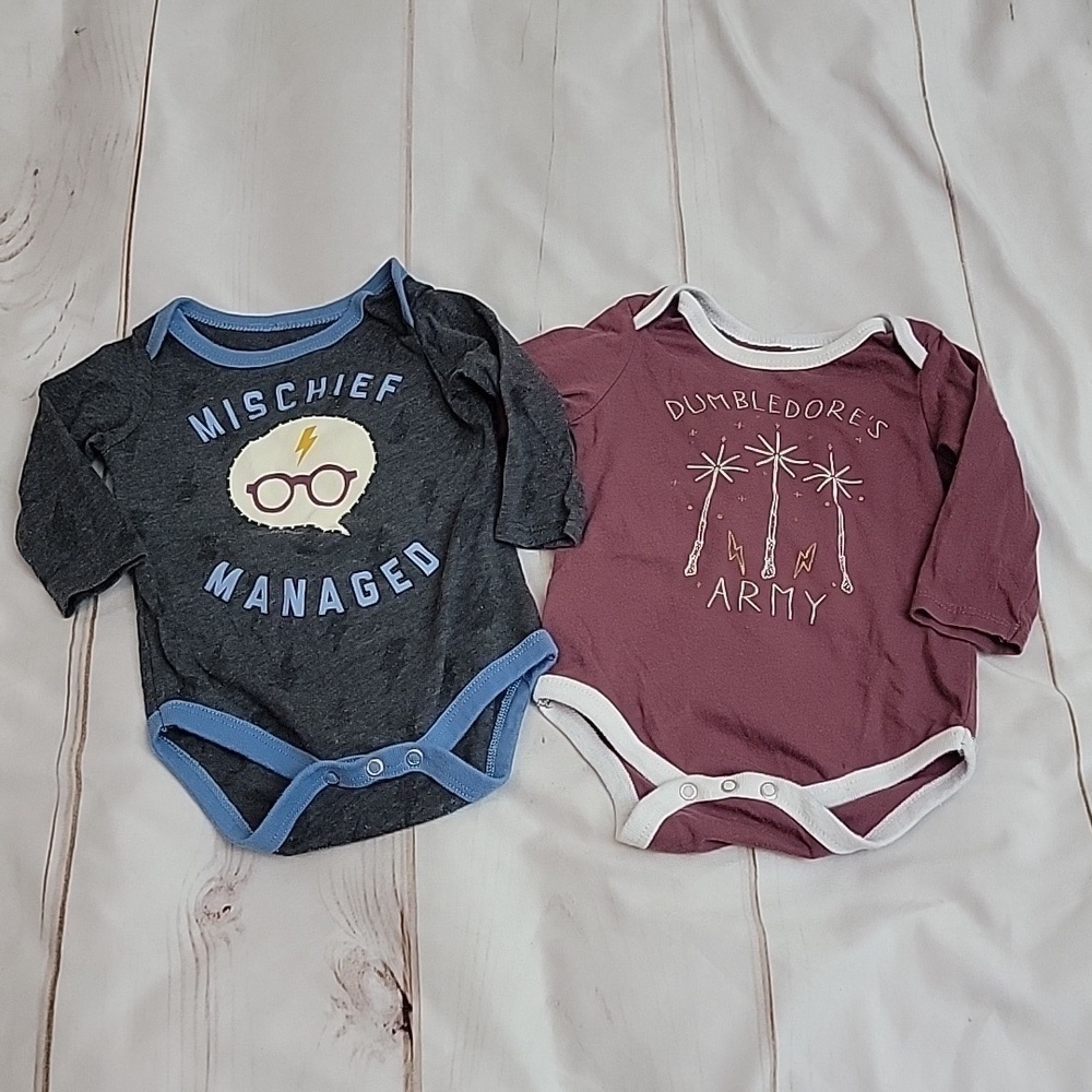 Harry Potter Lot of Inftant Onesies size 3 to 6 Month Wizard Dumbledore's Army